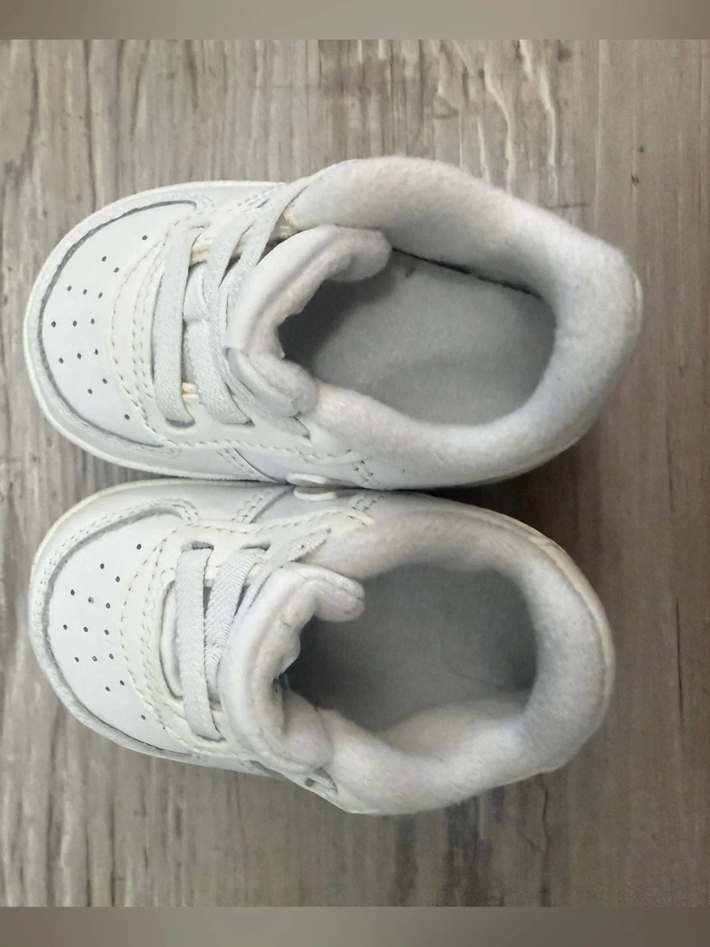 Nike Baby White Leather Lace-Up Sneakers
